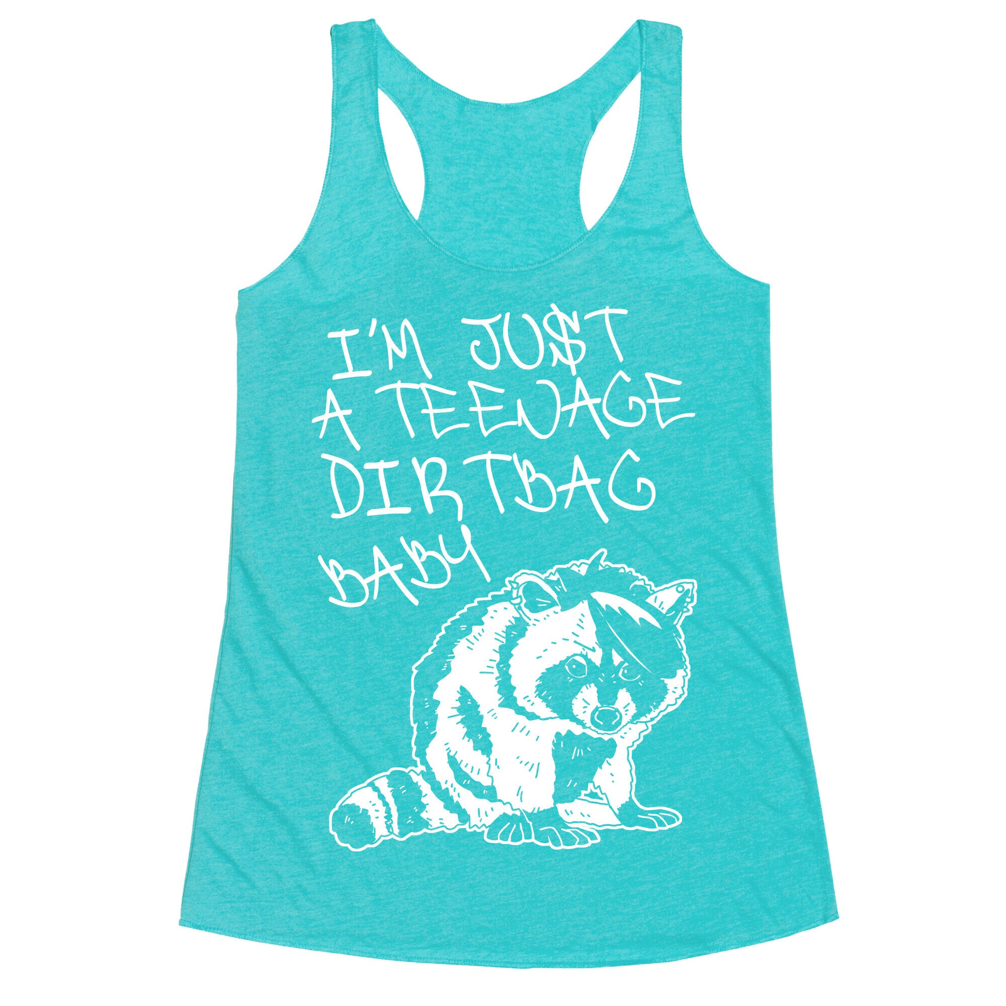 I'm Just a Teenage Dirtbag Baby Emo Raccoon Racerback Tank